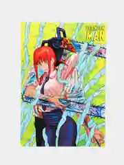 Белый плакат по аниме "Человек-бензопила" (Chainsaw man)