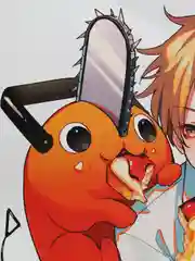 Белый плакат по аниме "Человек-бензопила" (Chainsaw man)