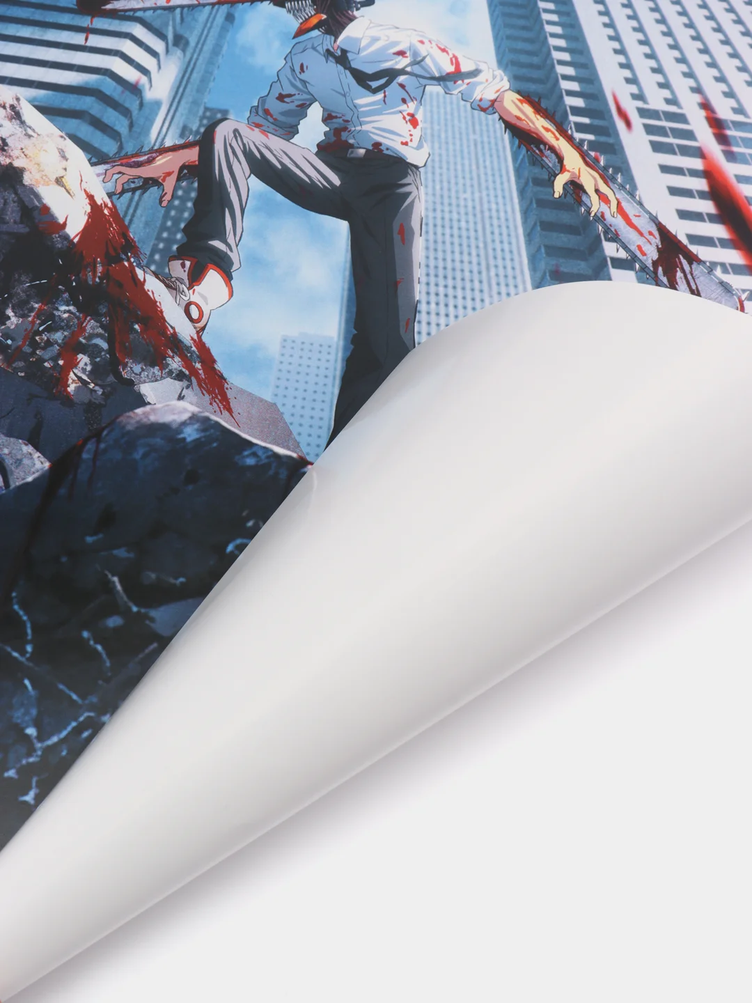 Зеленый плакат по аниме "Человек-бензопила" (Chainsaw man)
