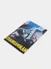 Зеленый плакат по аниме "Человек-бензопила" (Chainsaw man)