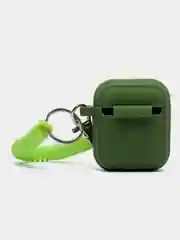Зеленый чехол для наушников AirPods 1, 2, AirPods Pro, с брелоком, c карабином, силиконовый