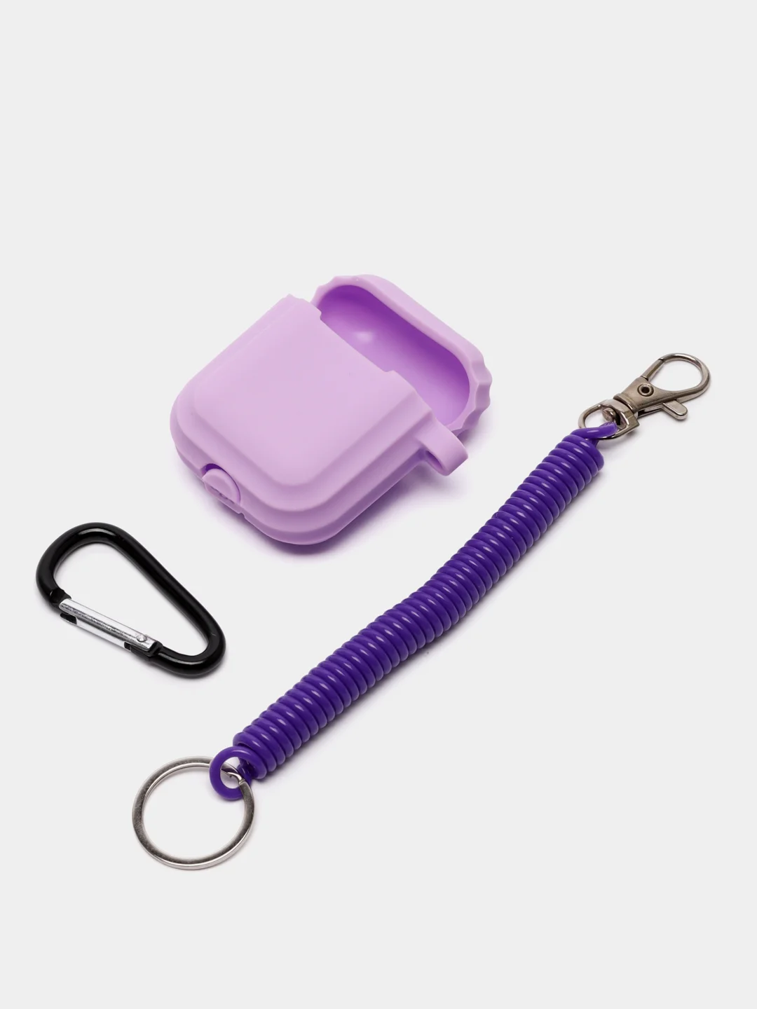 Лавандовый чехол для наушников AirPods 1, 2, AirPods Pro, с брелоком, c карабином, силиконовый