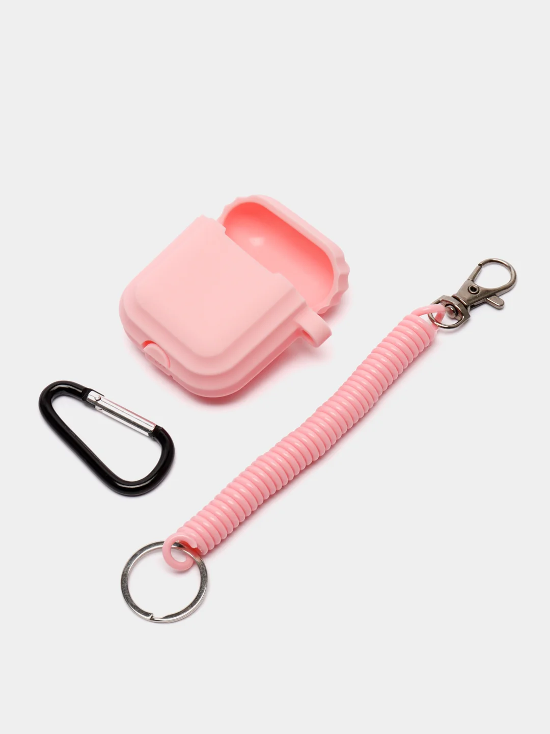 Лавандовый чехол для наушников AirPods 1, 2, AirPods Pro, с брелоком, c карабином, силиконовый