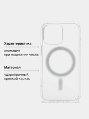Чехол magsafe для iPhone, Анимация на экране, на айфон 14, 14 Pro Max, 15, 15 Plus магсейф