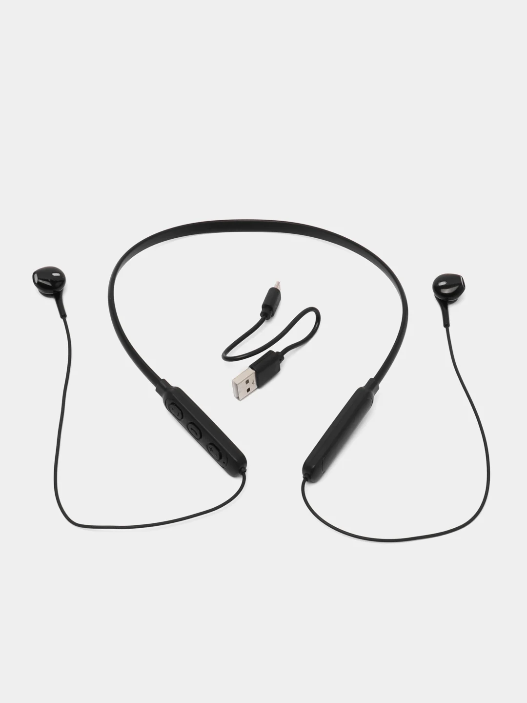 Черный наушники беспроводные, гарнитура спортивные с ободком Bluetooth на шею