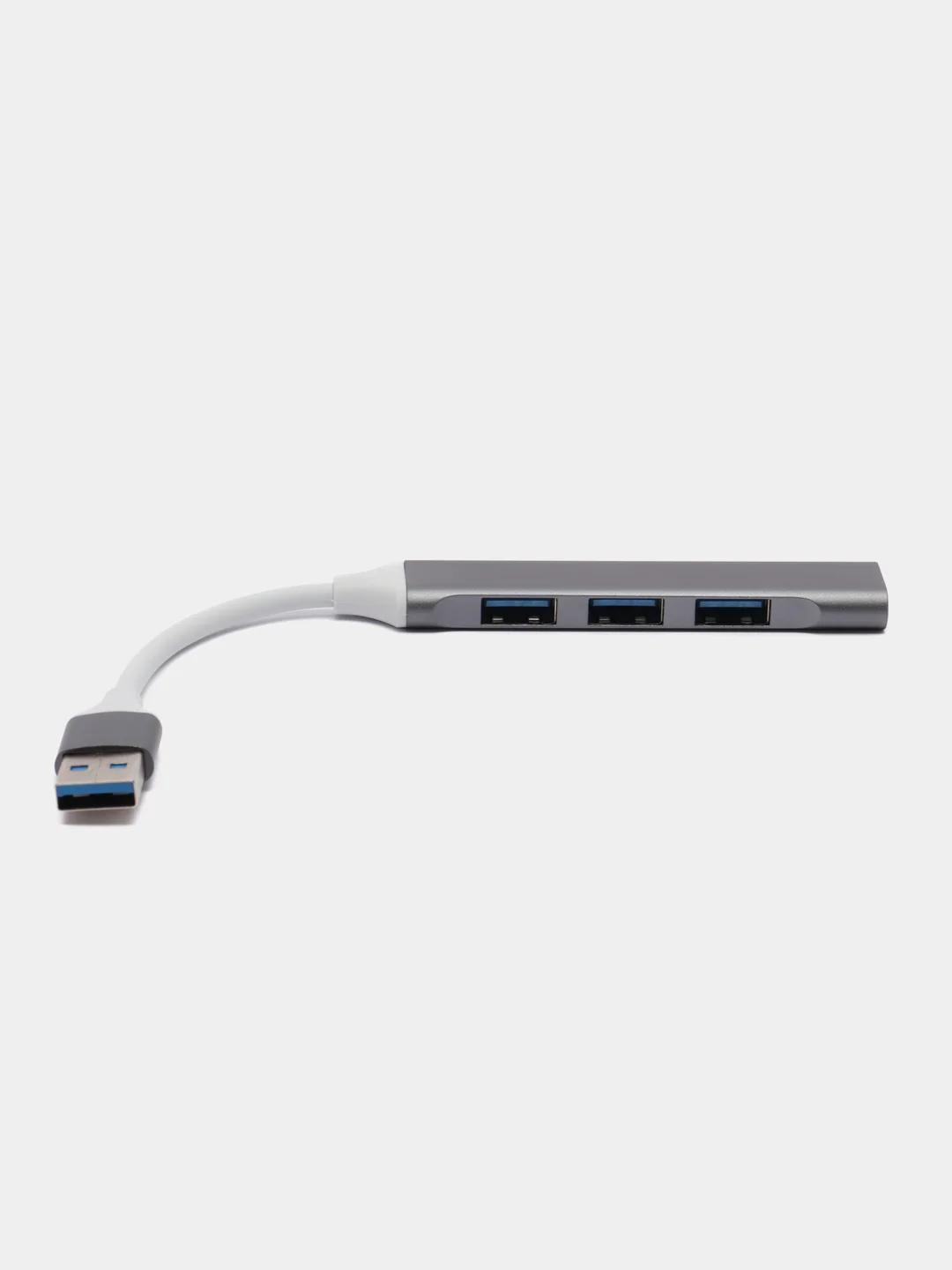Серый хаб-концентратор usb hub 3.0, разветвитель на 4 порта