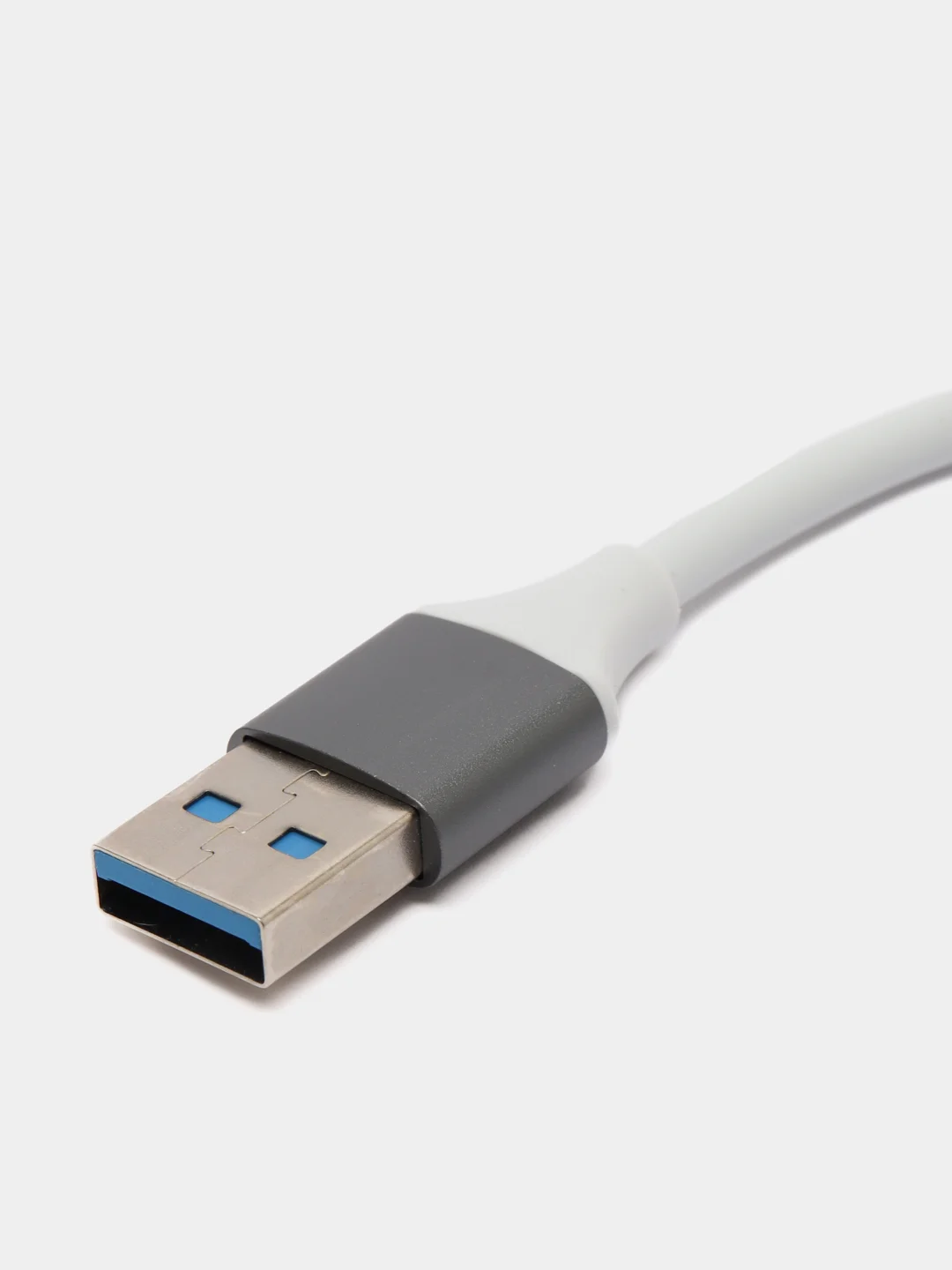 Серый хаб-концентратор usb hub 3.0, разветвитель на 4 порта