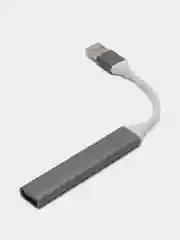 Серый хаб-концентратор usb hub 3.0, разветвитель на 4 порта