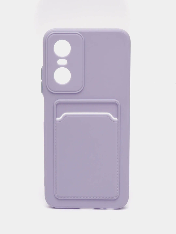 Силиконовый чехол для Tecno POP 6 Pro (Техно Поп 6 Про), с карманом для карт, прозрачный