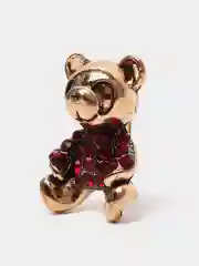 Красный брошь со стразами "Медведь, мишка"