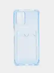 Голубой чехол Xiaomi Redmi 10C / Poco C40, A1, Note 10S, 9C прозрачный, с карманом для карты