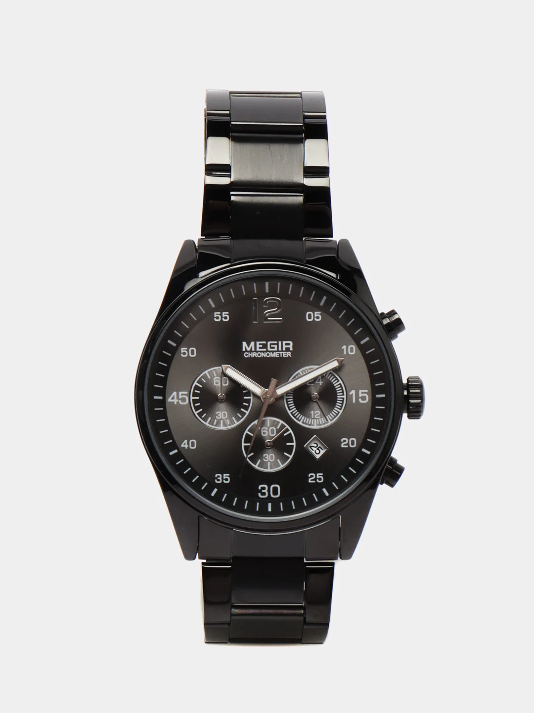 Черный мужские наручные часы Megir MS2010G, с хронографом, в подарочной упаковке
