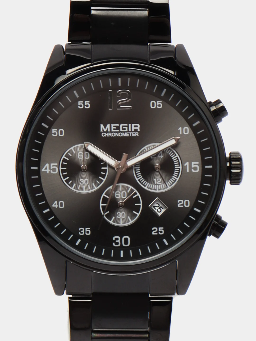 Черный мужские наручные часы Megir MS2010G, с хронографом, в подарочной упаковке