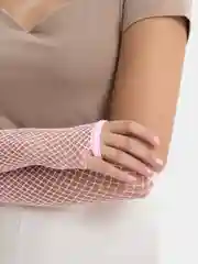 Розовый митенки женские, перчатки без пальцев в сетку