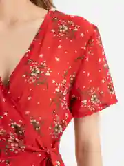 Алый сарафан на запах, нарядный, женский