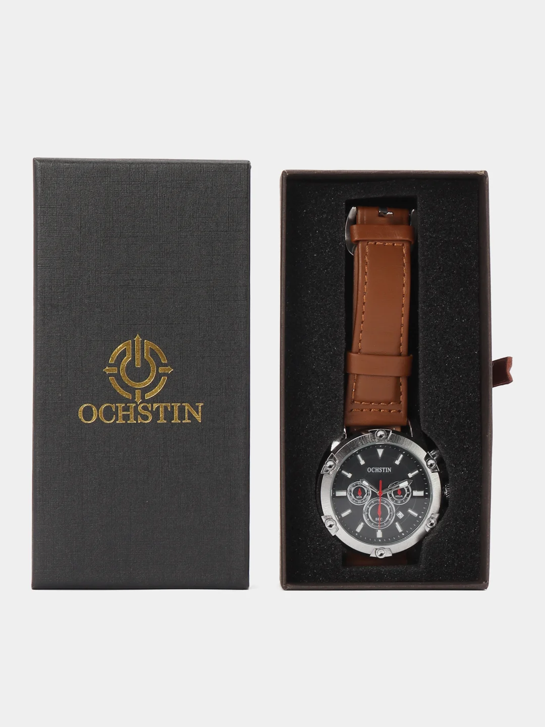 Коричневый мужские наручные часы Ochstin 6075A с хронографом в подарочной упаковке