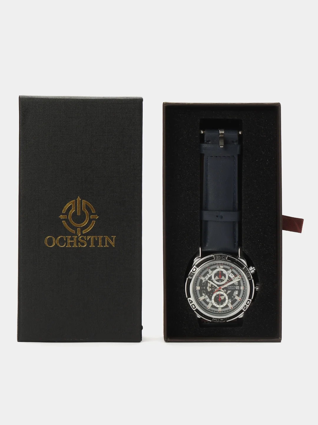 Синий меланж мужские наручные часы Ochstin 6114A с хронографом в подарочной упаковке