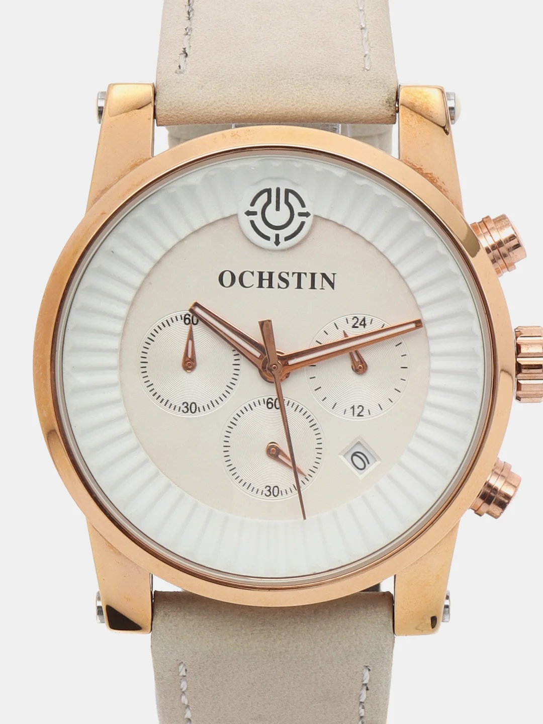 Бежевый мужские наручные часы Ochstin 6052C с хронографом в подарочной упаковке