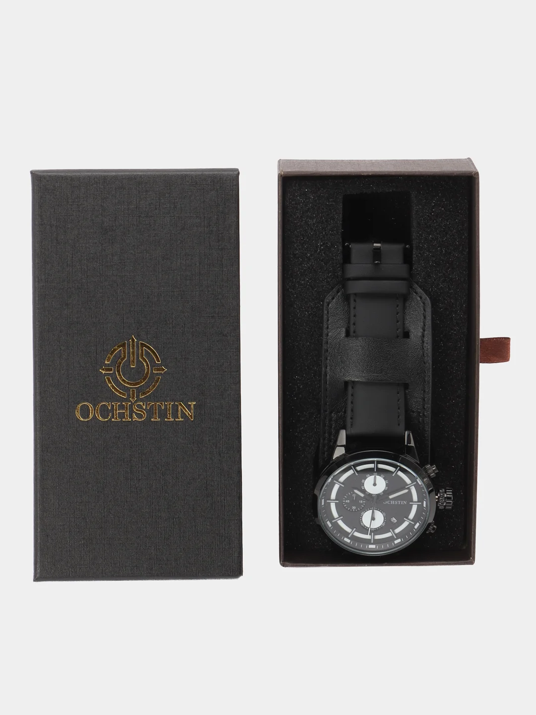 Черный мужские наручные часы Ochstin 7235 с хронографом в подарочной упаковке
