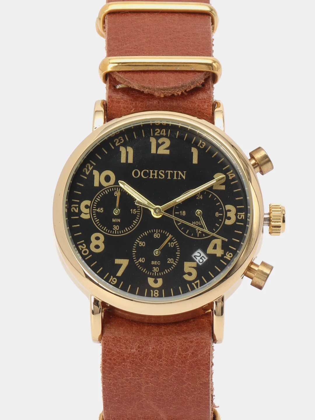 Коричневый мужские наручные часы Ochstin 6081A с хронографом в подарочной упаковке