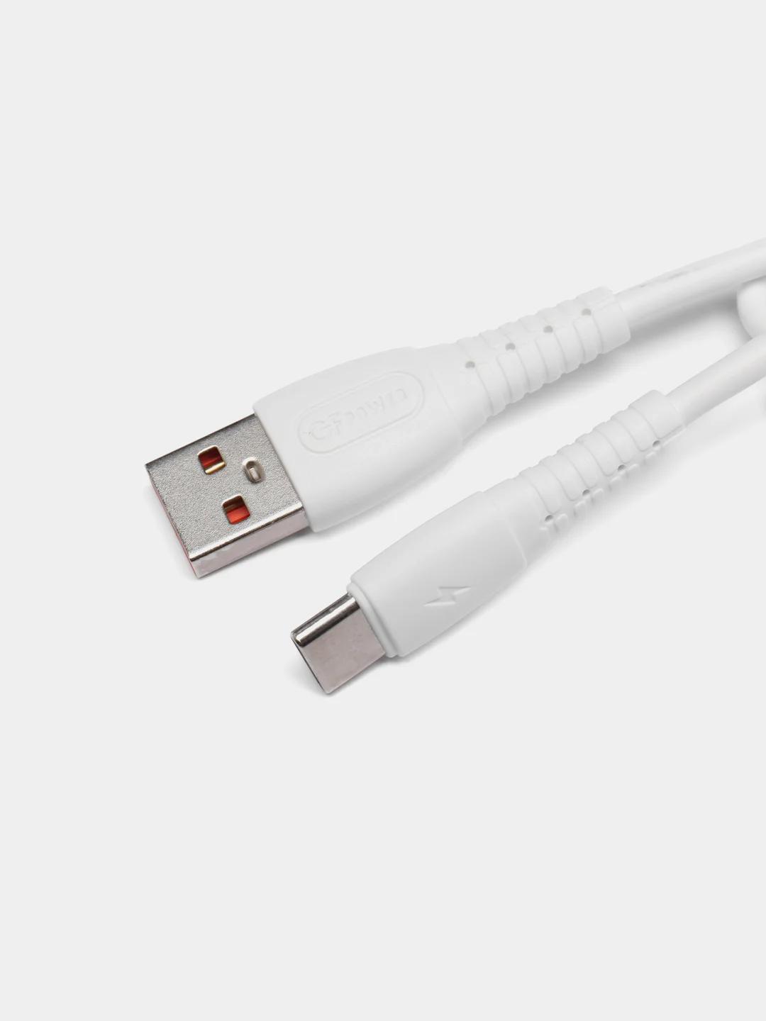 Белый кабель USB на Type-C "GFPower 07T", 1 метр, 2.4A, силикон, Android