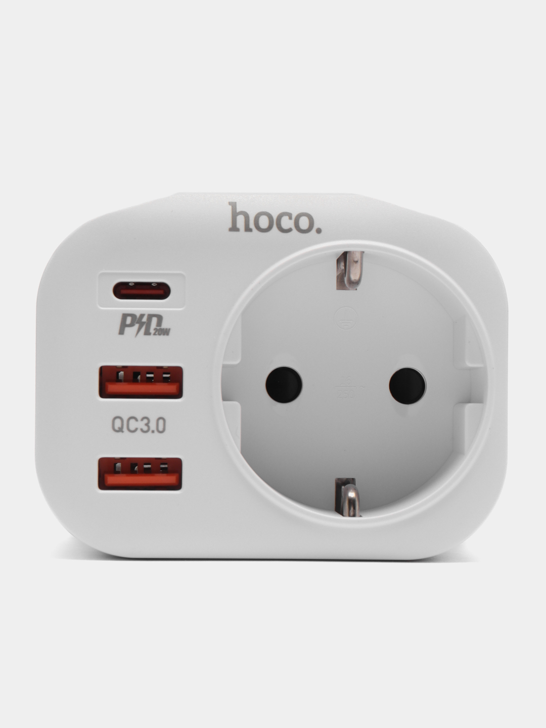 Многофункциональное сетевое зарядное устройство, розетка Hoco NS3: Type-C  PD 20W, 2 USB 18W купить по цене 1399 ₽ в интернет-магазине KazanExpress