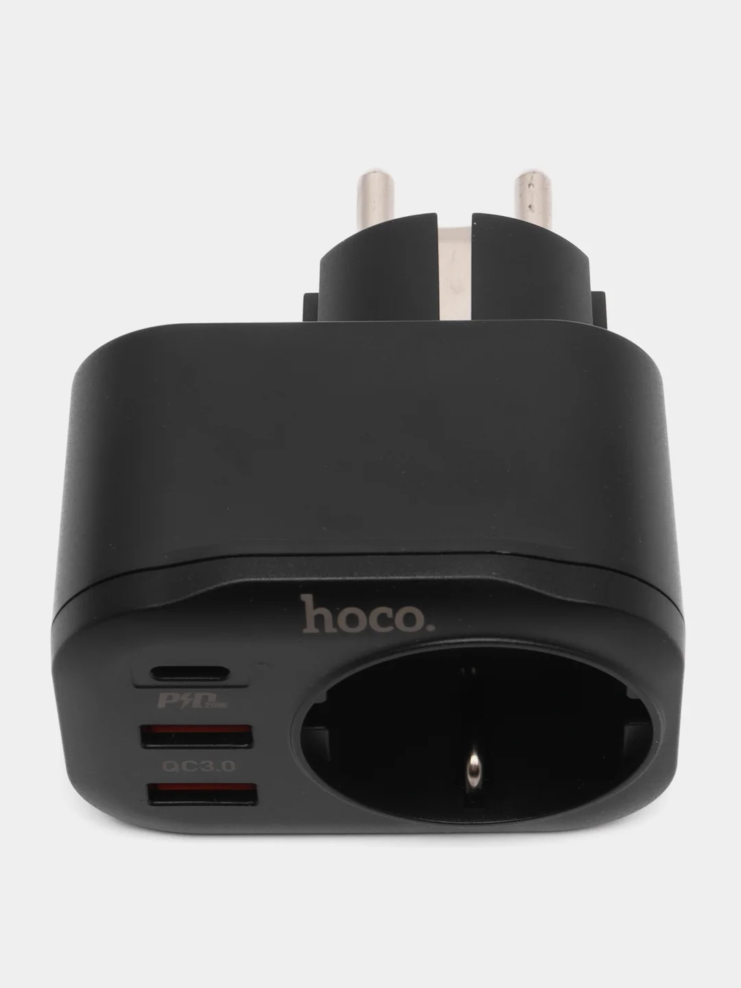 Белый многофункциональное сетевое зарядное устройство, розетка Hoco NS3: Type-C PD 20W, 2 USB 18W