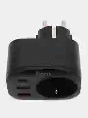 Белый многофункциональное сетевое зарядное устройство, розетка Hoco NS3: Type-C PD 20W, 2 USB 18W