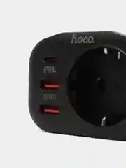 Белый многофункциональное сетевое зарядное устройство, розетка Hoco NS3: Type-C PD 20W, 2 USB 18W