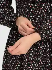 Черный платье летнее, женское, повседневное, кружевное, принт с цветочками