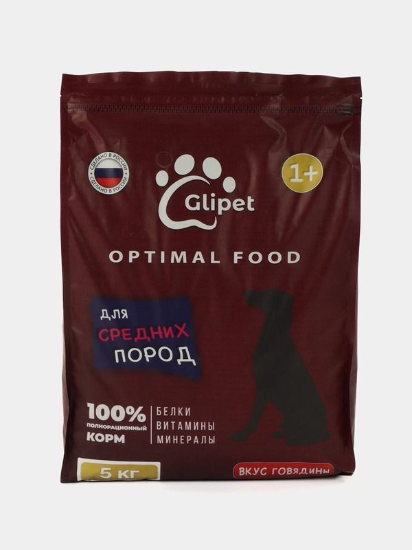 Сухой корм для собак средних пород, 5 кг, Glipet Optimal food
