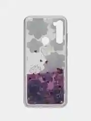 Фиолетовый чехол силиконовый жидкий с блестками для Xiaomi Redmi  Mi 10T Lite Note 9T