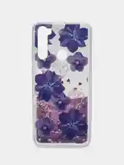 Фиолетовый чехол силиконовый жидкий с блестками для Xiaomi Redmi  Mi 10T Lite Note 9T