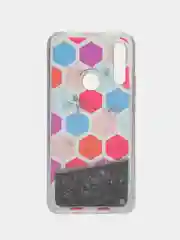 Розовый чехол силиконовый жидкий с блестками Huawei Honor 10X Lite 8C 8A Y6 2019