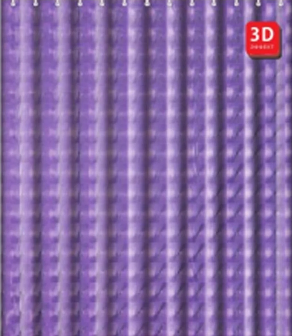 Фиолетовый bizer Шторка для ванны, 180*200 см, PEVA, с 3D эффектом