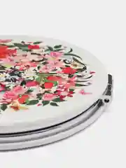 Серебряный зеркало складное, карманное, косметическое, двойное