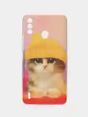Желтый силиконовый чехол на Itel A48 / Ител А48 прозрачный, с рисунком, защита камеры