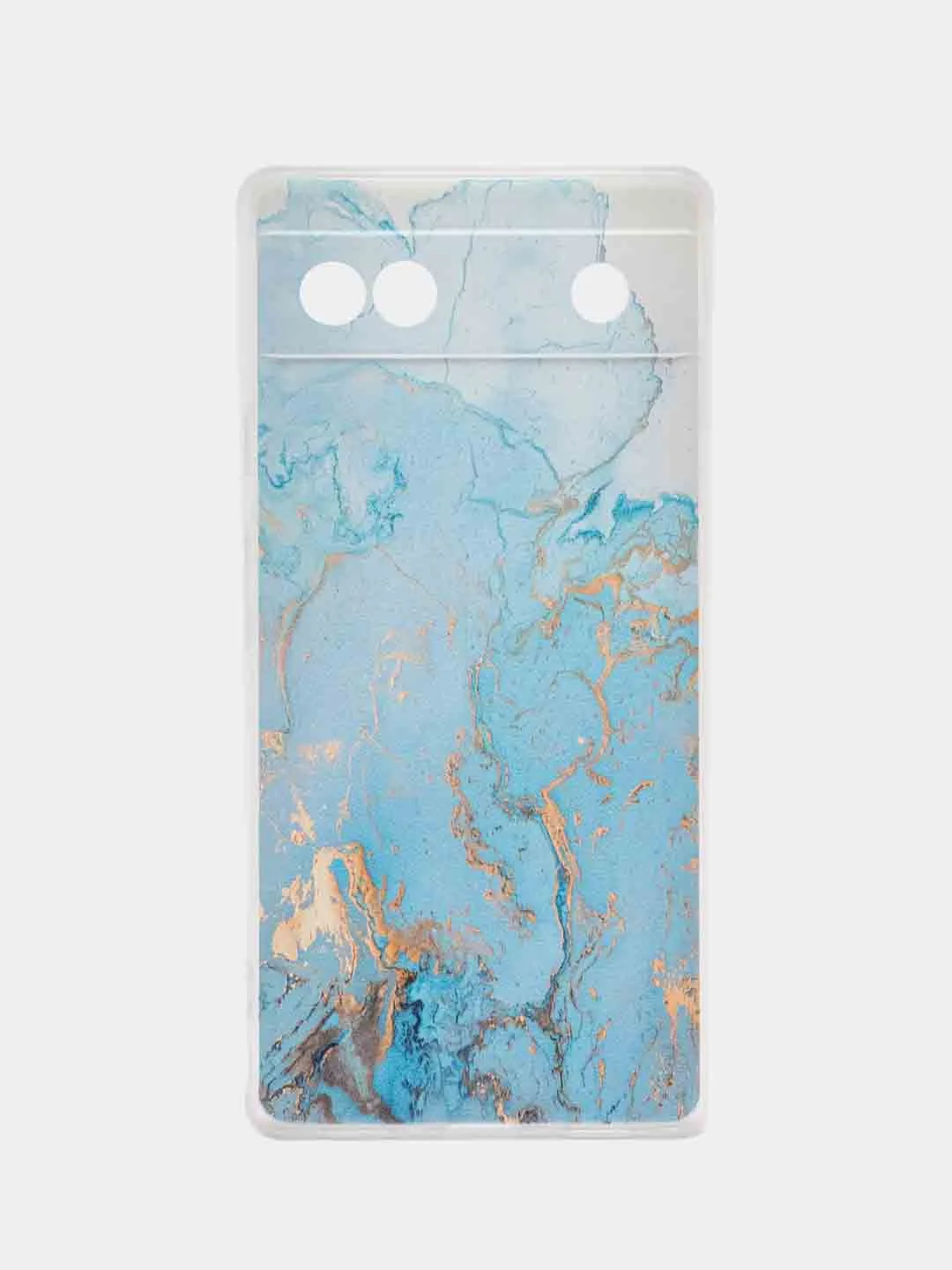 Светло-синий силиконовый для Google Pixel 6A / Гугл Пиксель 6А с рисунком, защита камеры