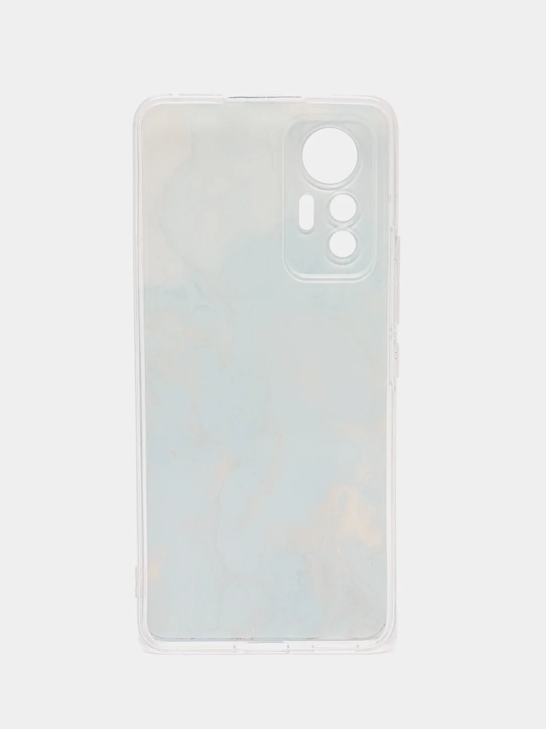Светло-синий силиконовый чехол для Xiaomi 12 Lite / Сяоми 12 Лайт прозрачный, с рисунком, защита камеры