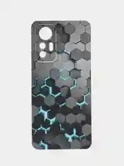 Бирюзовый силиконовый чехол для Xiaomi 12 Lite / Сяоми 12 Лайт прозрачный, с рисунком, защита камеры