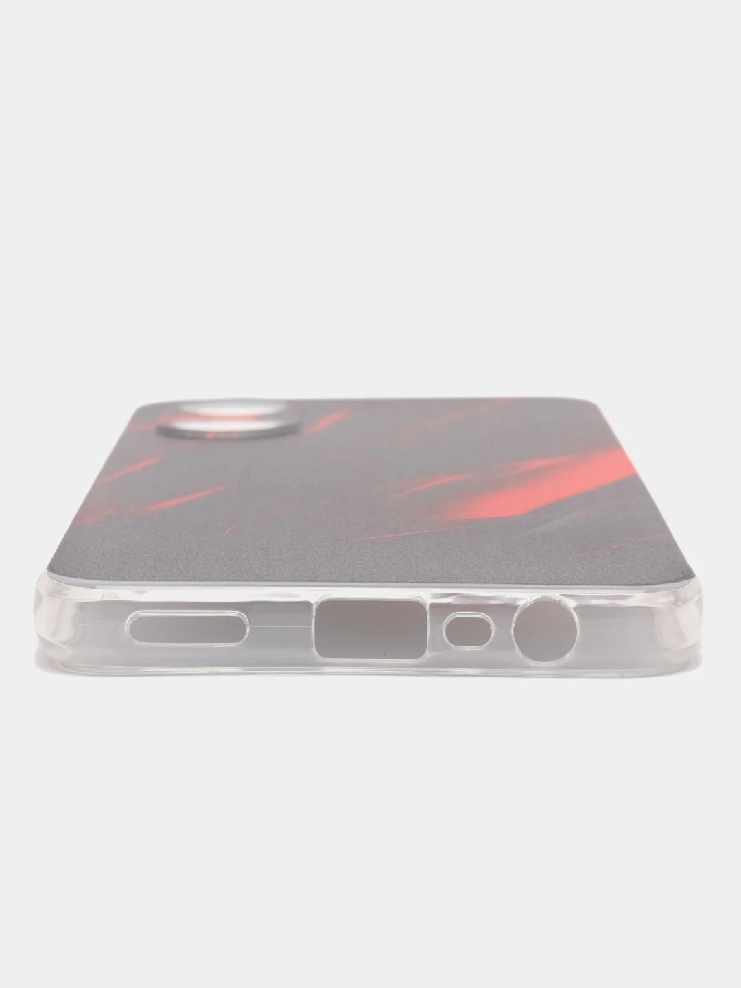 Красный силиконовый чехол на Oppo A17 / Оппо А17 прозрачный, с рисунком, защита камеры