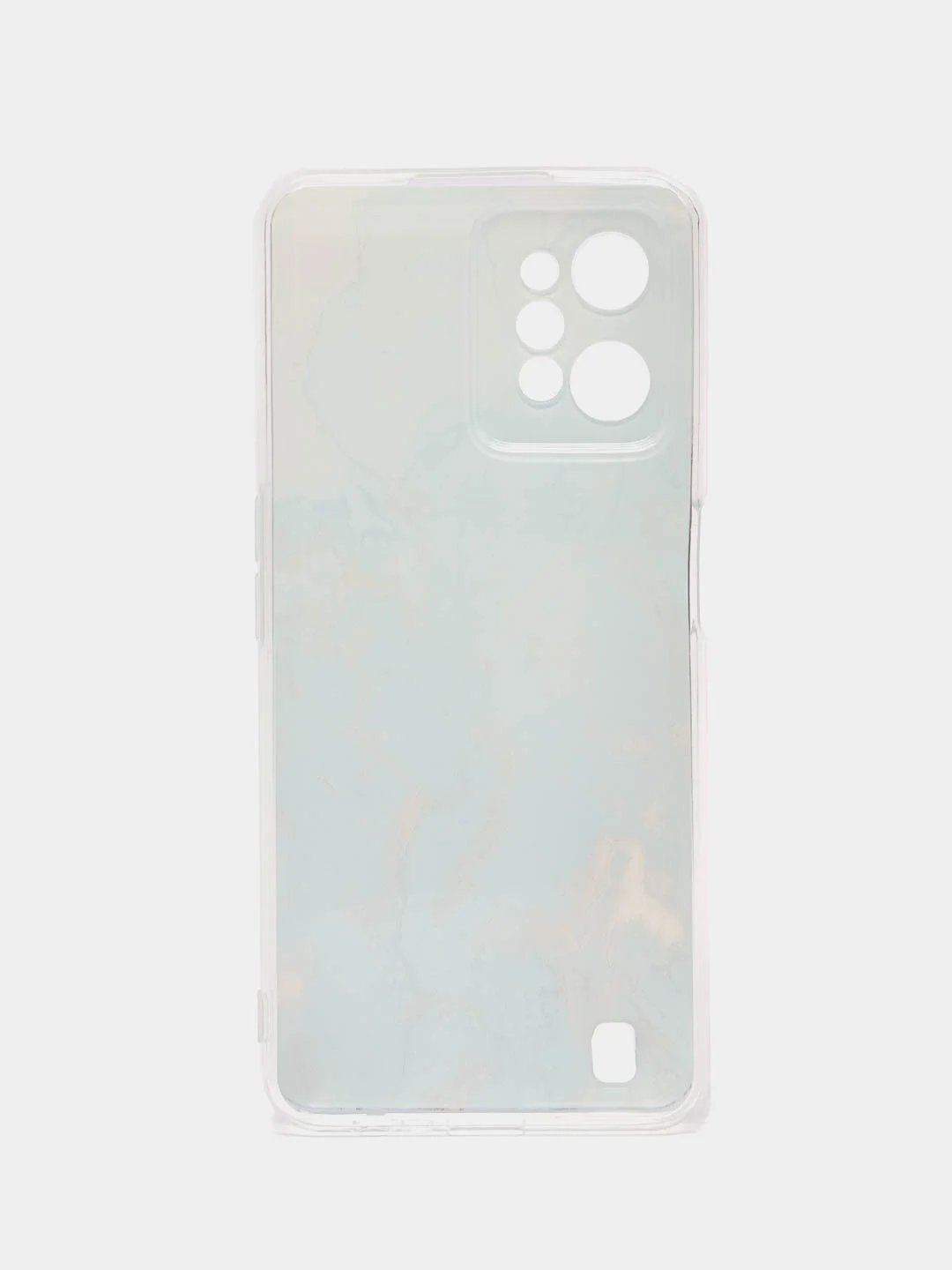 Ледяной силиконовый чехол на Realme C31 / Реалми С31/ прозрачный, с рисунком, защита камеры