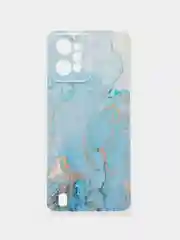 Светло-синий силиконовый чехол на Realme C31 / Реалми С31/ прозрачный, с рисунком, защита камеры