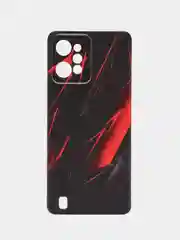 Красный силиконовый чехол на Realme C31 / Реалми С31/ прозрачный, с рисунком, защита камеры