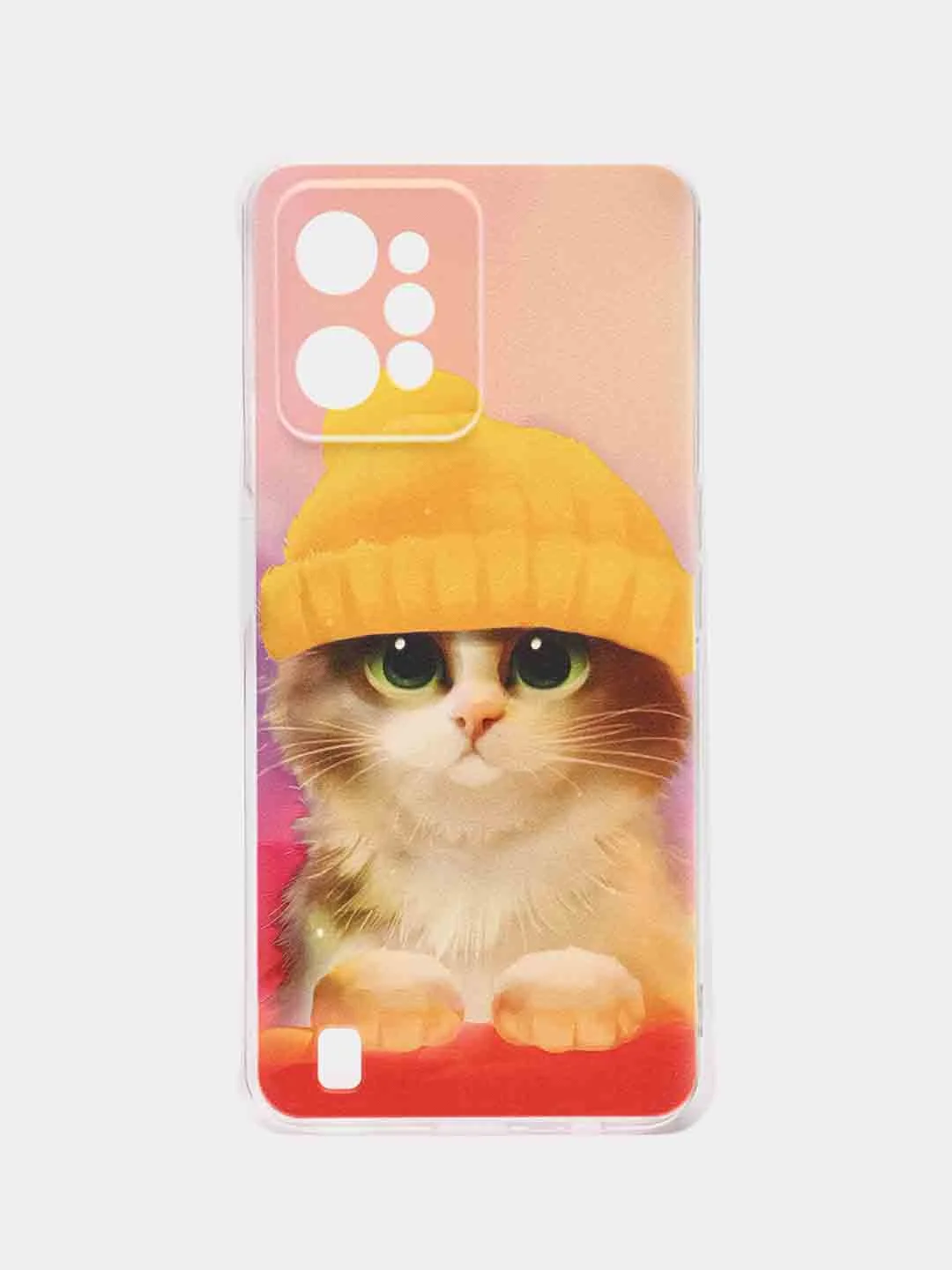 Желтый силиконовый чехол на Realme C31 / Реалми С31/ прозрачный, с рисунком, защита камеры