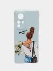 Тёмно-серый силиконовый чехол для Xiaomi 12T Pro / Сяоми 12Т Про прозрачный, с рисунком, защита камеры