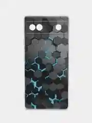 Бирюзовый силиконовый для Google Pixel 6A / Гугл Пиксель 6А с рисунком, защита камеры