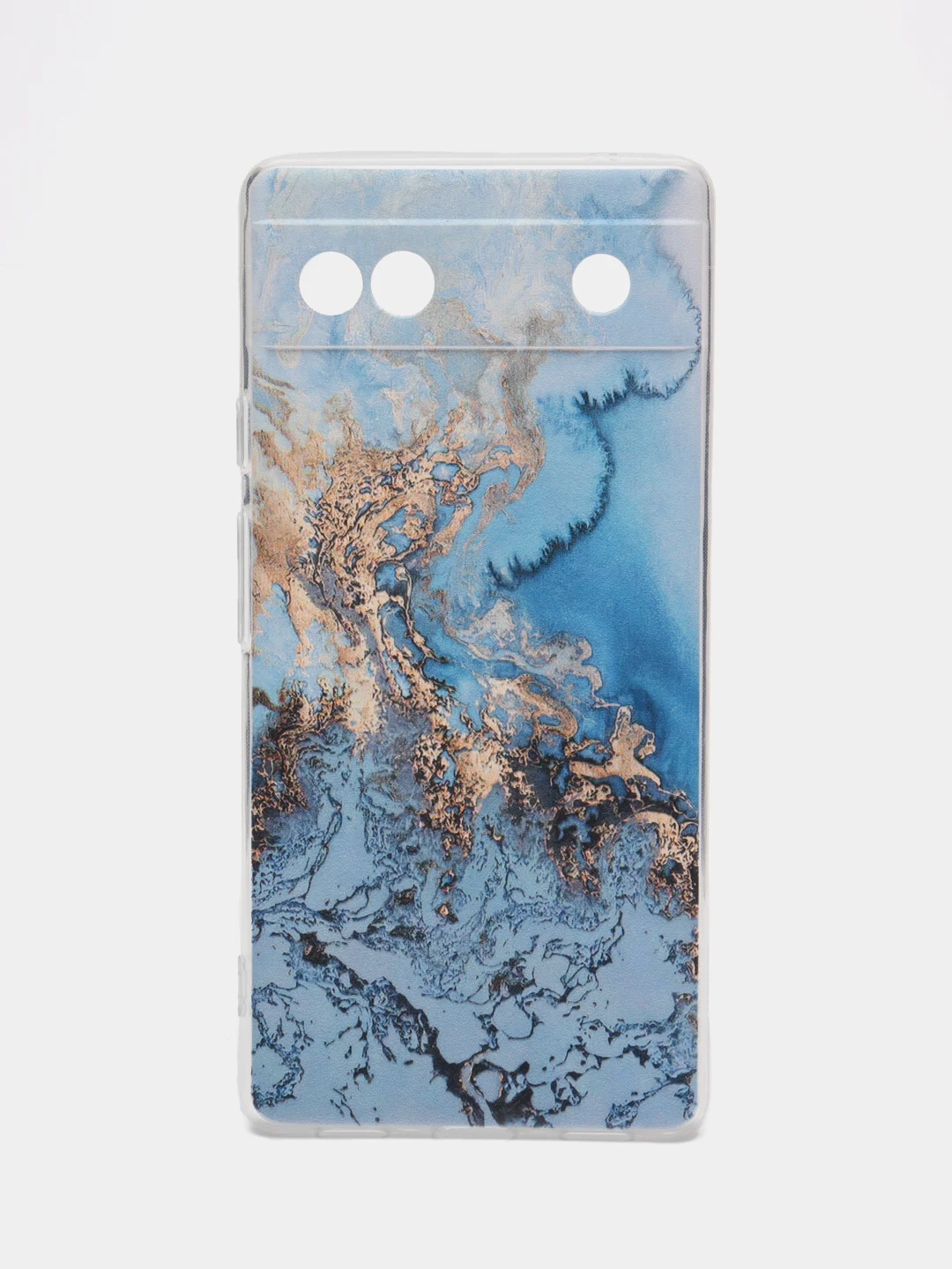 Голубой силиконовый для Google Pixel 6A / Гугл Пиксель 6А с рисунком, защита камеры