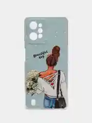 Тёмно-серый силиконовый чехол на Realme C31 / Реалми С31/ прозрачный, с рисунком, защита камеры