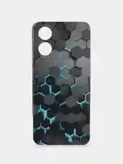 Бирюзовый силиконовый чехол на Oppo A17 / Оппо А17 прозрачный, с рисунком, защита камеры